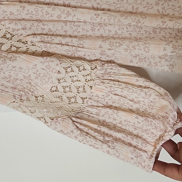 Free People Pink and Lilac Bohemian Blouse with Lace size S | Prairie‎ | Romanti - Picture 2 of 7
